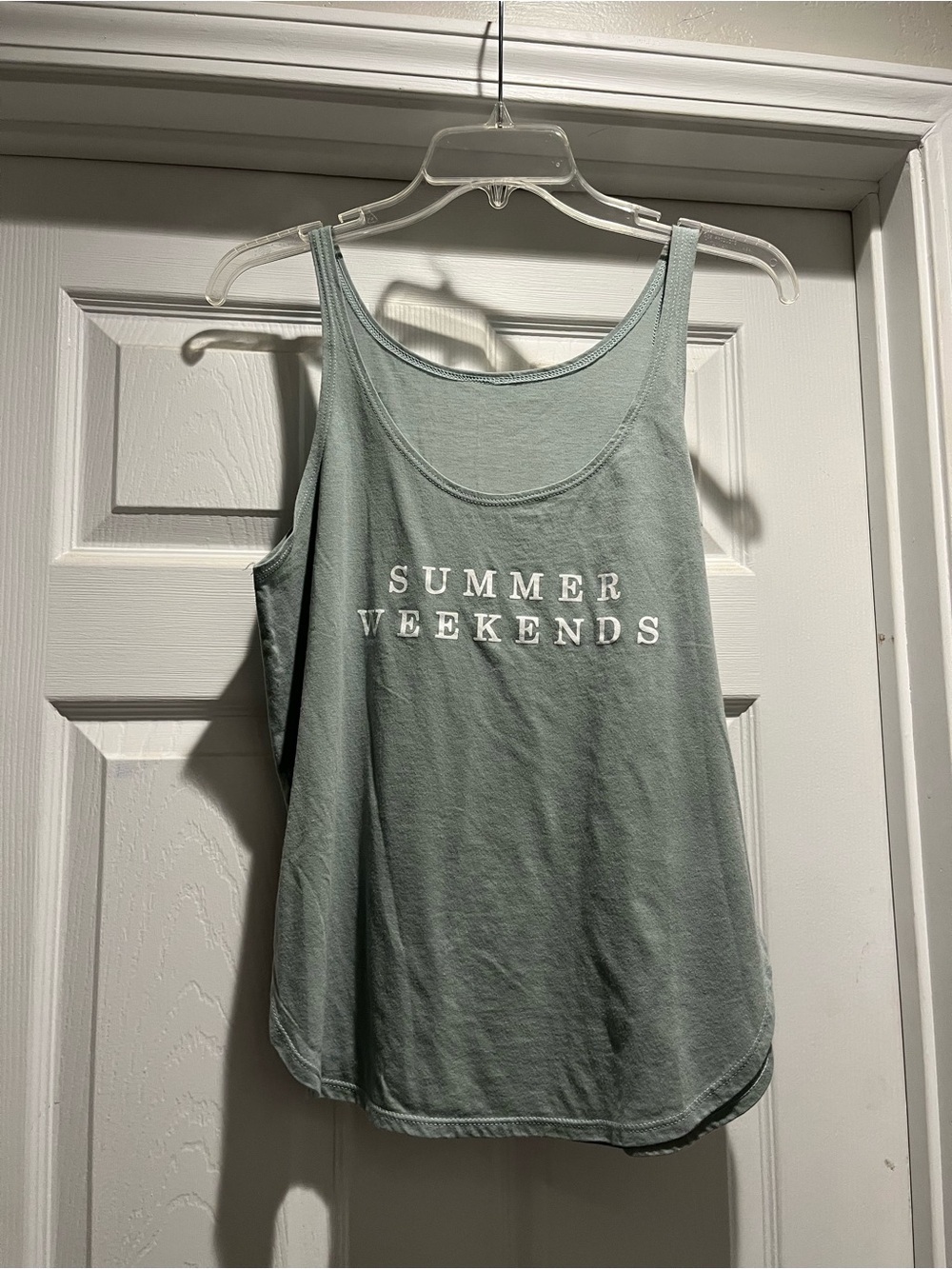 SUMMER WEEKENDS Sage Green Tank Top - Women's Casual Graphic Tee